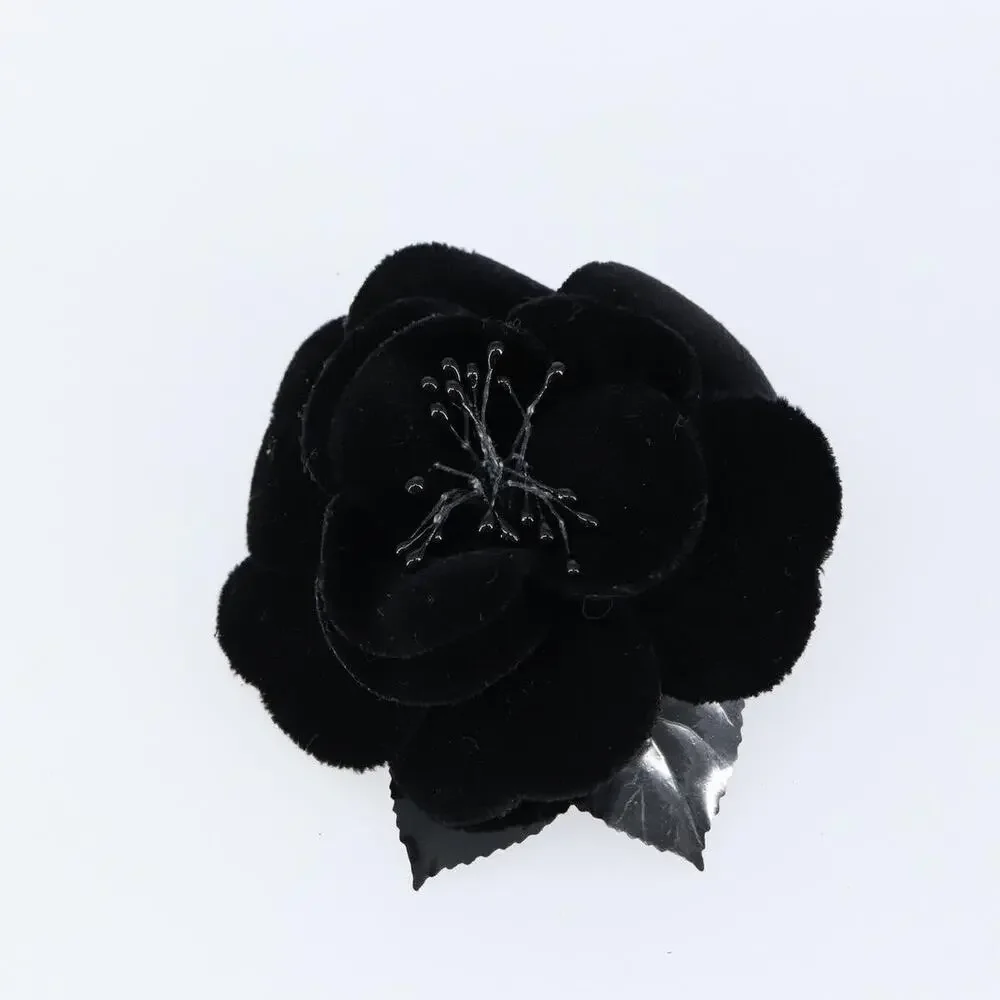 Chanel Brooch Velor Black CC Velour